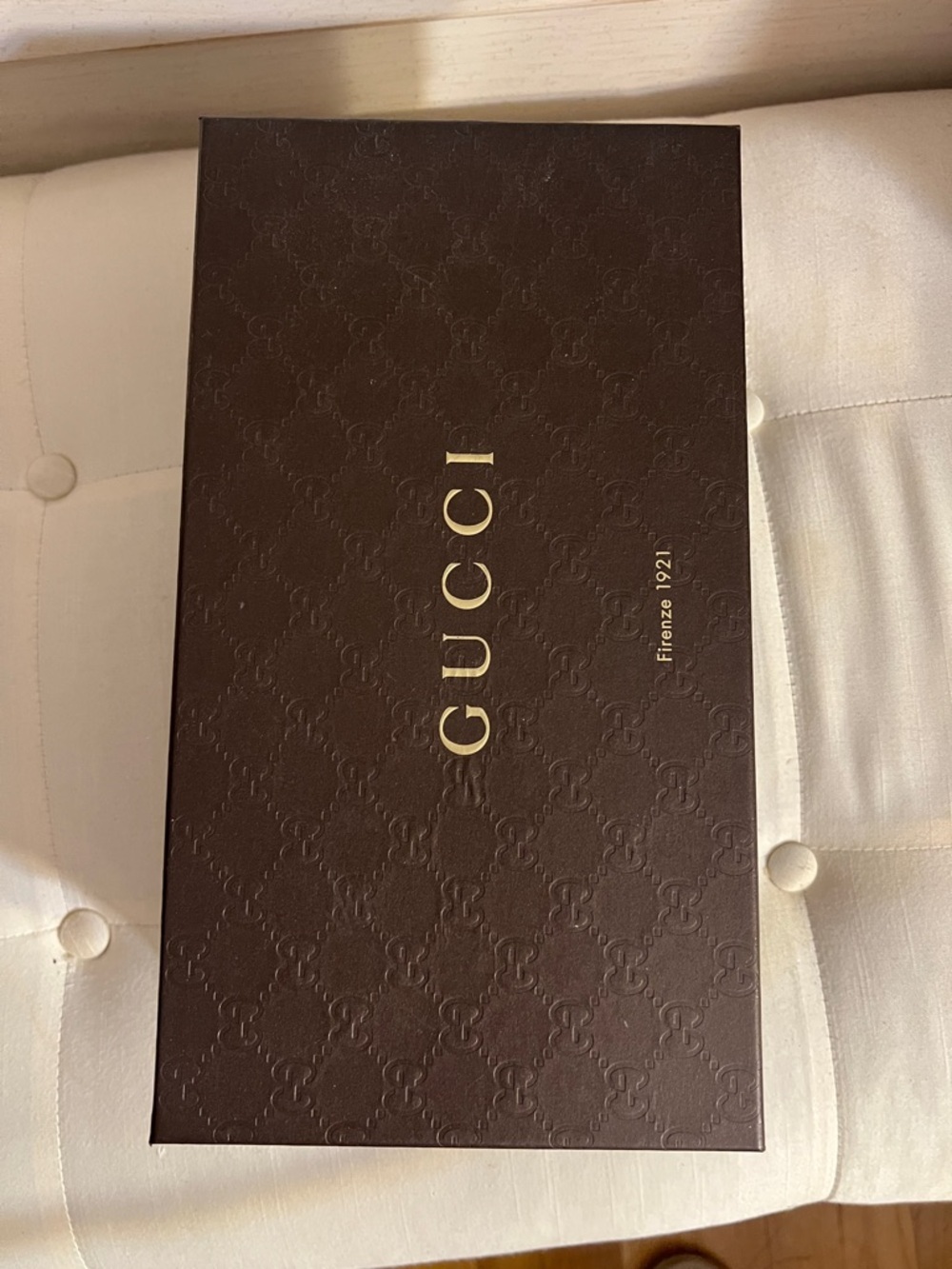 Gucci Dark Brown Embossed Logo Gift Box with Gold Lettering